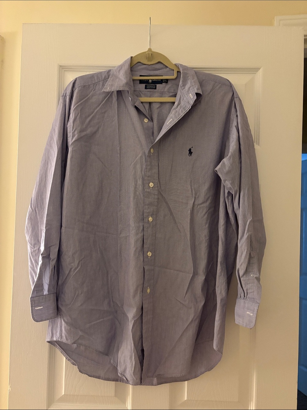 Polo by Ralph Lauren Men's Pale Blue Button-Down Shirt with Pony Logo
